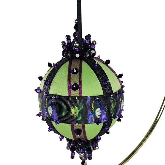 Handcrafted Maleficent Themed Ornament Beaded Accents Ribbon Detailing Villains - Picture 1 of 9